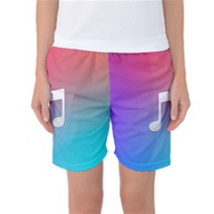 Tunes Sign Orange Purple Blue White Music Notes Women s Basketball Shorts by Alisyart