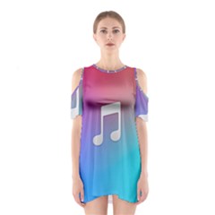 Tunes Sign Orange Purple Blue White Music Notes Shoulder Cutout One Piece