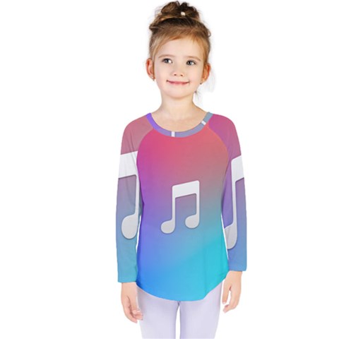 Tunes Sign Orange Purple Blue White Music Notes Kids  Long Sleeve Tee by Alisyart