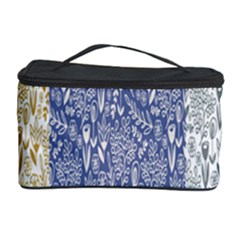 Flower Floral Grey Blue Gold Tulip Cosmetic Storage Case by Alisyart