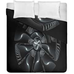 Fractal Disk Texture Black White Spiral Circle Abstract Tech Technologic Duvet Cover Double Side (california King Size)