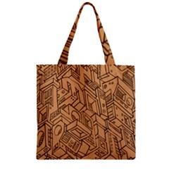 Mechanical Tech Pattern Zipper Grocery Tote Bag by Simbadda