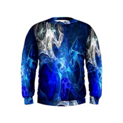 Ghost Fractal Texture Skull Ghostly White Blue Light Abstract Kids  Sweatshirt by Simbadda