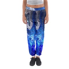 Ghost Fractal Texture Skull Ghostly White Blue Light Abstract Women s Jogger Sweatpants by Simbadda
