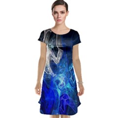 Ghost Fractal Texture Skull Ghostly White Blue Light Abstract Cap Sleeve Nightdress by Simbadda