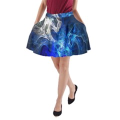 Ghost Fractal Texture Skull Ghostly White Blue Light Abstract A-line Pocket Skirt by Simbadda