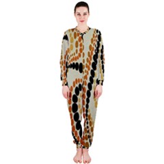 Polka Dot Texture Fabric 70s Orange Swirl Cloth Pattern Onepiece Jumpsuit (ladies)  by Simbadda