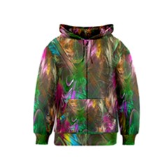 Fractal Texture Abstract Messy Light Color Swirl Bright Kids  Zipper Hoodie by Simbadda