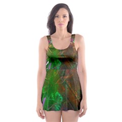 Fractal Texture Abstract Messy Light Color Swirl Bright Skater Dress Swimsuit by Simbadda