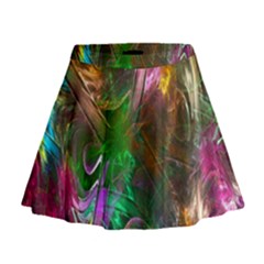 Fractal Texture Abstract Messy Light Color Swirl Bright Mini Flare Skirt by Simbadda