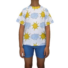 Sunshine Tech White Kids  Short Sleeve Swimwear