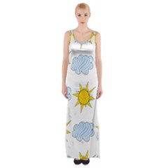 Sunshine Tech White Maxi Thigh Split Dress