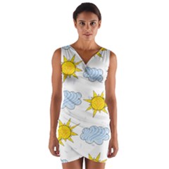 Sunshine Tech White Wrap Front Bodycon Dress