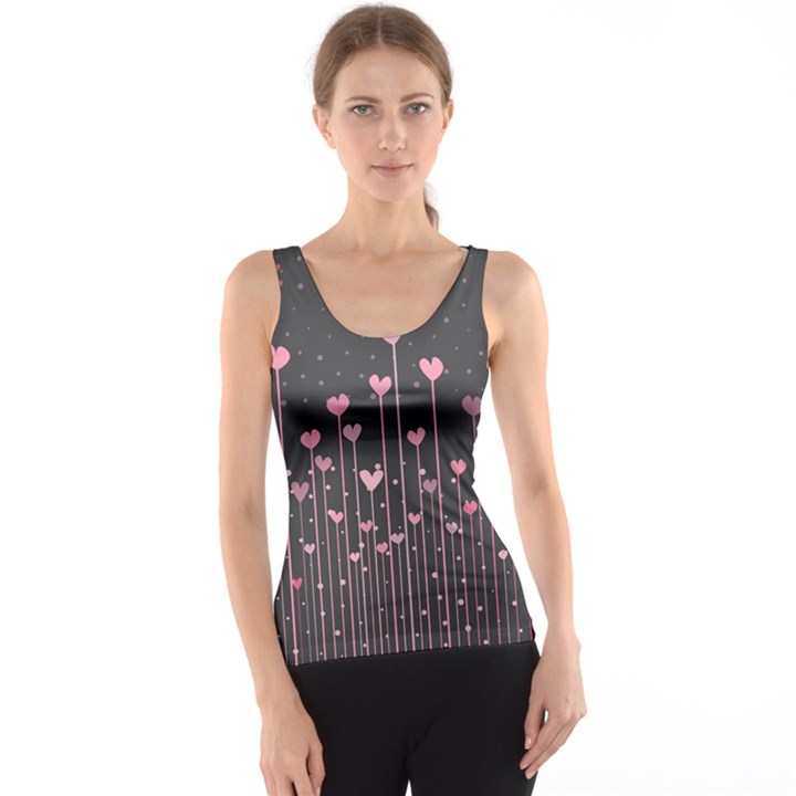 Pink Hearts On Black Background Tank Top