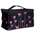 Pink Hearts On Black Background Cosmetic Storage Case View2