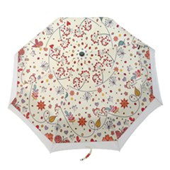 Spring Floral Pattern With Butterflies Folding Umbrellas