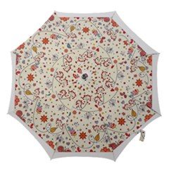 Spring Floral Pattern With Butterflies Hook Handle Umbrellas (Small)