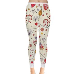 Spring Floral Pattern With Butterflies Leggings 