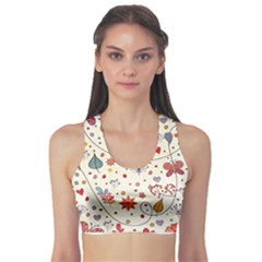 Spring Floral Pattern With Butterflies Sports Bra