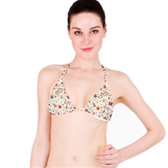 Spring Floral Pattern With Butterflies Bikini Top