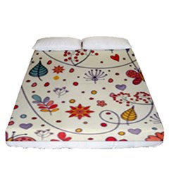 Spring Floral Pattern With Butterflies Fitted Sheet (Queen Size)
