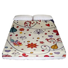 Spring Floral Pattern With Butterflies Fitted Sheet (King Size)