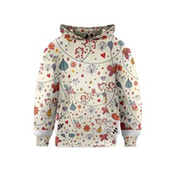 Spring Floral Pattern With Butterflies Kids  Pullover Hoodie