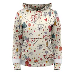 Spring Floral Pattern With Butterflies Women s Pullover Hoodie