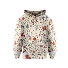 Spring Floral Pattern With Butterflies Kids  Zipper Hoodie