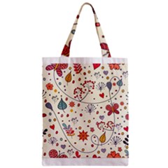 Spring Floral Pattern With Butterflies Zipper Classic Tote Bag