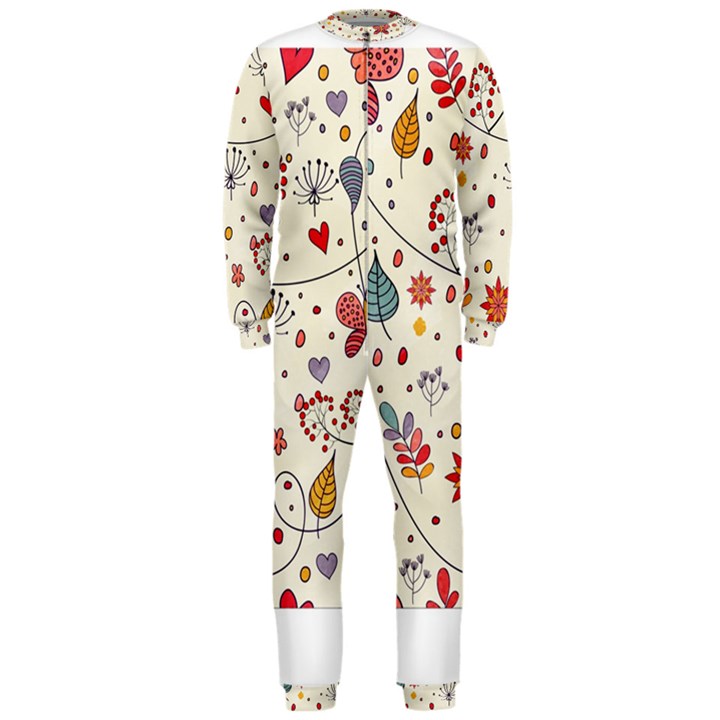 Spring Floral Pattern With Butterflies OnePiece Jumpsuit (Men) 