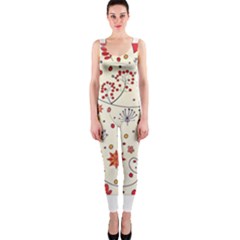 Spring Floral Pattern With Butterflies OnePiece Catsuit