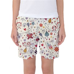 Spring Floral Pattern With Butterflies Women s Basketball Shorts