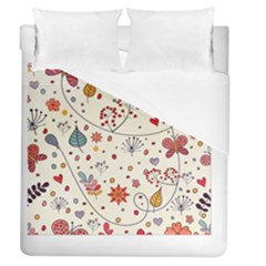 Spring Floral Pattern With Butterflies Duvet Cover (Queen Size)