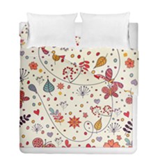 Spring Floral Pattern With Butterflies Duvet Cover Double Side (Full/ Double Size)