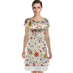 Spring Floral Pattern With Butterflies Cap Sleeve Nightdress