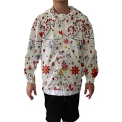 Spring Floral Pattern With Butterflies Hooded Wind Breaker (Kids)