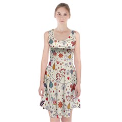 Spring Floral Pattern With Butterflies Racerback Midi Dress