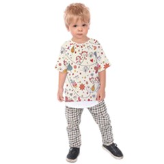 Spring Floral Pattern With Butterflies Kids  Raglan Tee