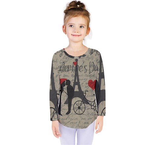 Love Letter - Paris Kids  Long Sleeve Tee by Valentinaart