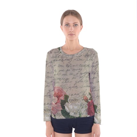 Vintage Roses Women s Long Sleeve Tee by Valentinaart