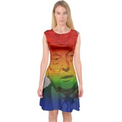 Rainbow Trump  Capsleeve Midi Dress by Valentinaart