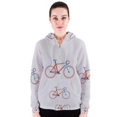 Bicycle Sports Drawing Minimalism Women s Zipper Hoodie by Simbadda