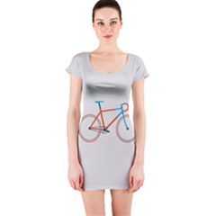 Bicycle Sports Drawing Minimalism Short Sleeve Bodycon Dress by Simbadda