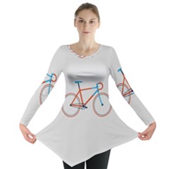 Bicycle Sports Drawing Minimalism Long Sleeve Tunic  by Simbadda