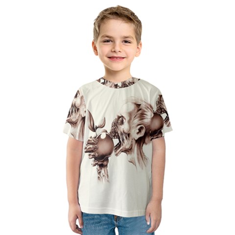 Zombie Apple Bite Minimalism Kids  Sport Mesh Tee by Simbadda