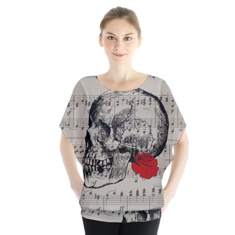 Skull And Rose  Blouse by Valentinaart