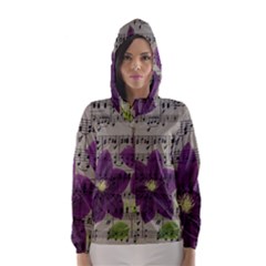 Vintage Purple Flowers Hooded Wind Breaker (women) by Valentinaart