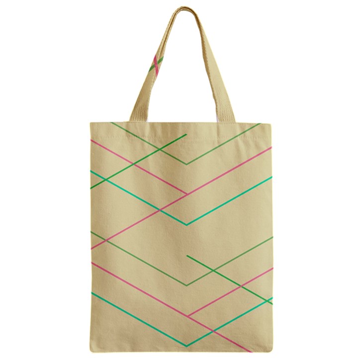 Abstract Yellow Geometric Line Pattern Zipper Classic Tote Bag