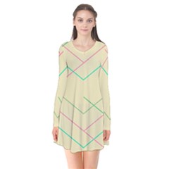 Abstract Yellow Geometric Line Pattern Flare Dress by Simbadda